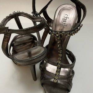 Charles David Pewter Strappy Stilletos